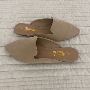 NWOT Suede Look Tan Mules